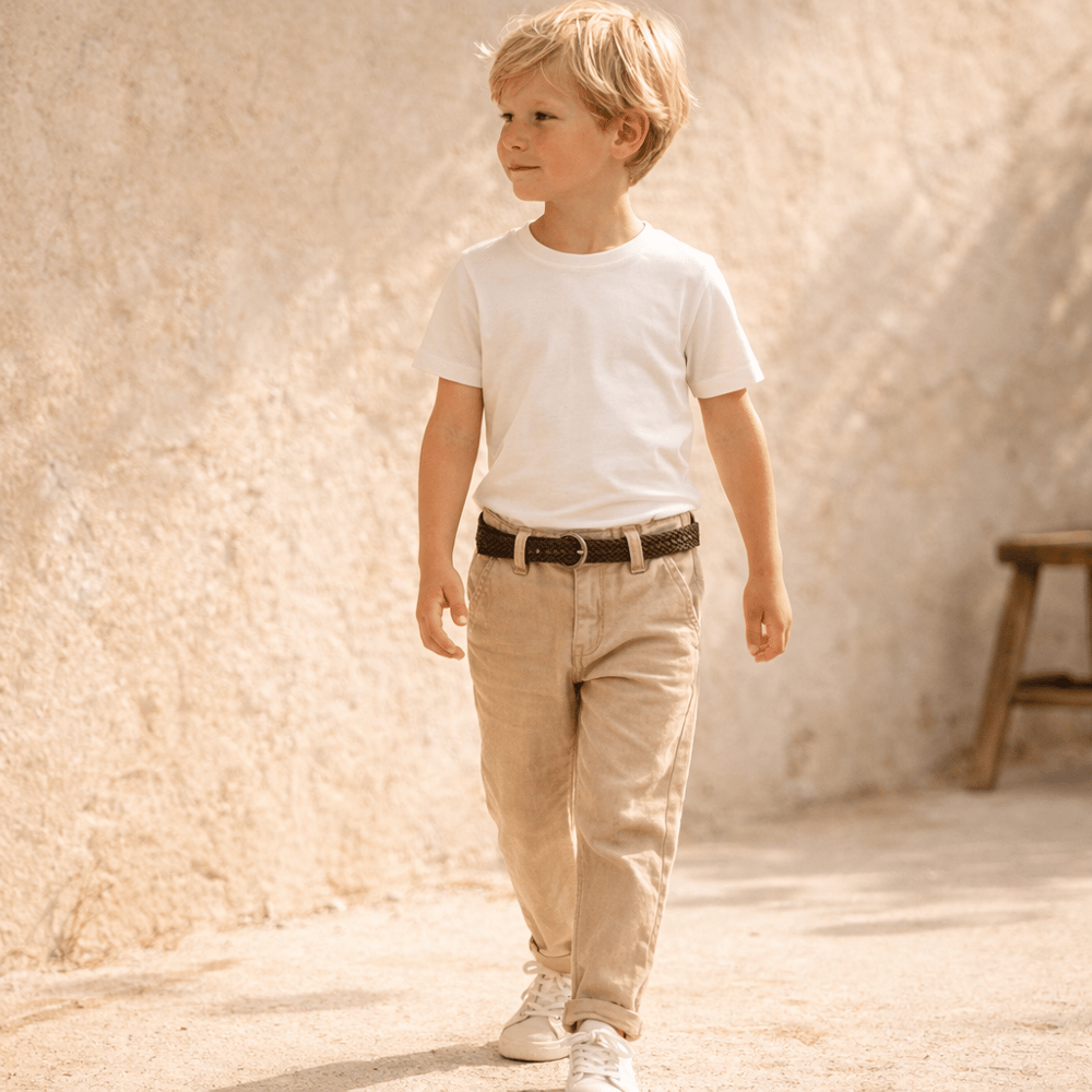Boys Cotton Knit Pants with Belt Ages 6–16 – 125205