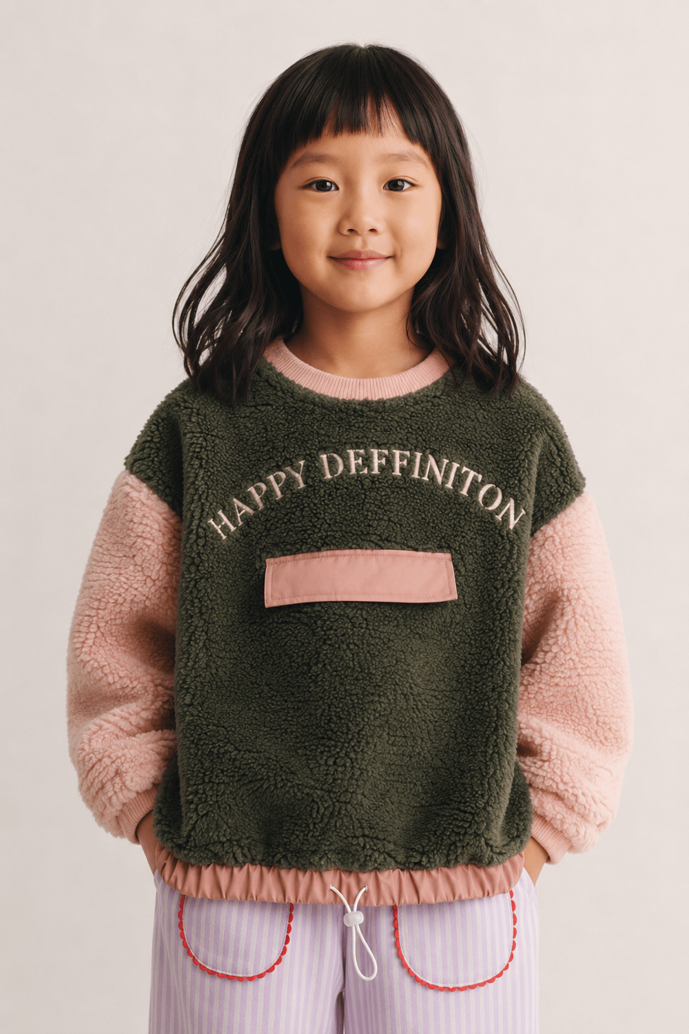 Girls Plush Sweatshirt with ColorBlock Detail Ages 1–5 – 423304