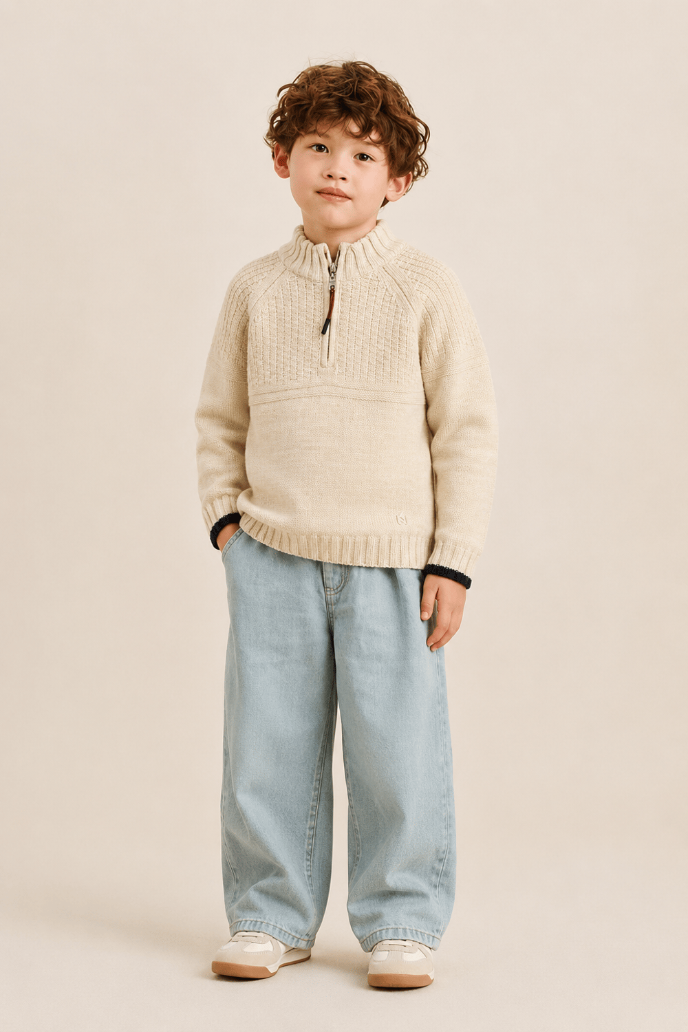 Boys HalfZip Knit Sweater Ages 1–5 – 323406