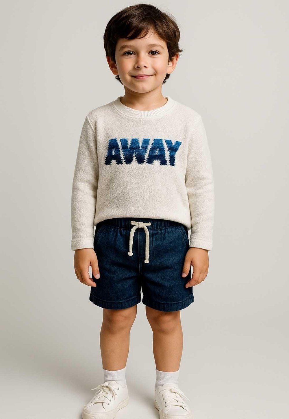 Erkek Çocuk Away Yazı Desenli Uzun Kollu Sweatshirt 3-8 Yaş 126318