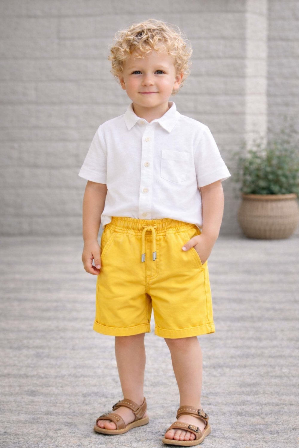 Boys Elastic Waist Gabardine Shorts Ages 1–5 – 123214