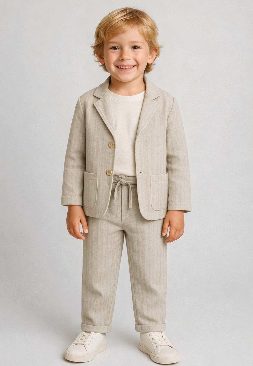 Erkek Çocuk Blazer Ceketli Düz Takım 3-8 Yaş 126602
