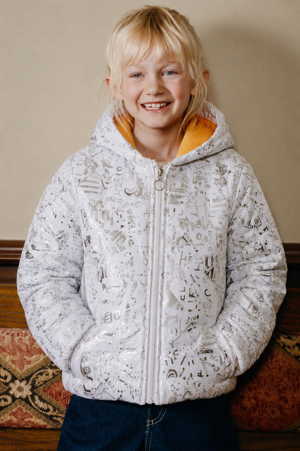 Girls Printed Long Coat Ages 1–5 – 422502