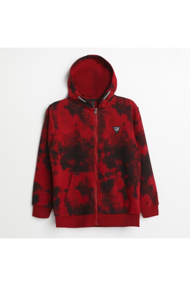 321361Erkek Çocuk Batik Desenli Kapşonlu Fermuar Sweatshirt 1-5 Yaş