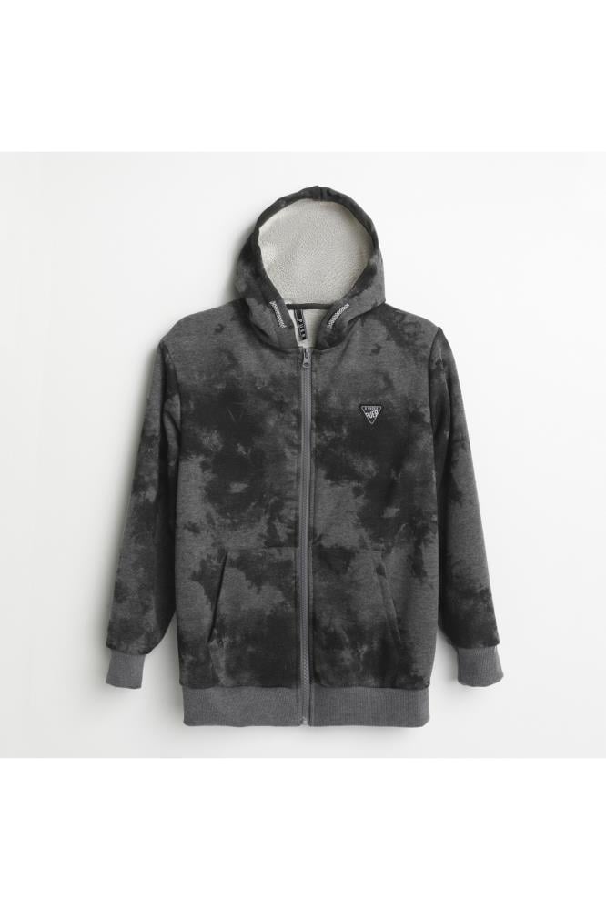 321361Erkek Çocuk Batik Desenli Kapşonlu Fermuar Sweatshirt 1-5 Yaş