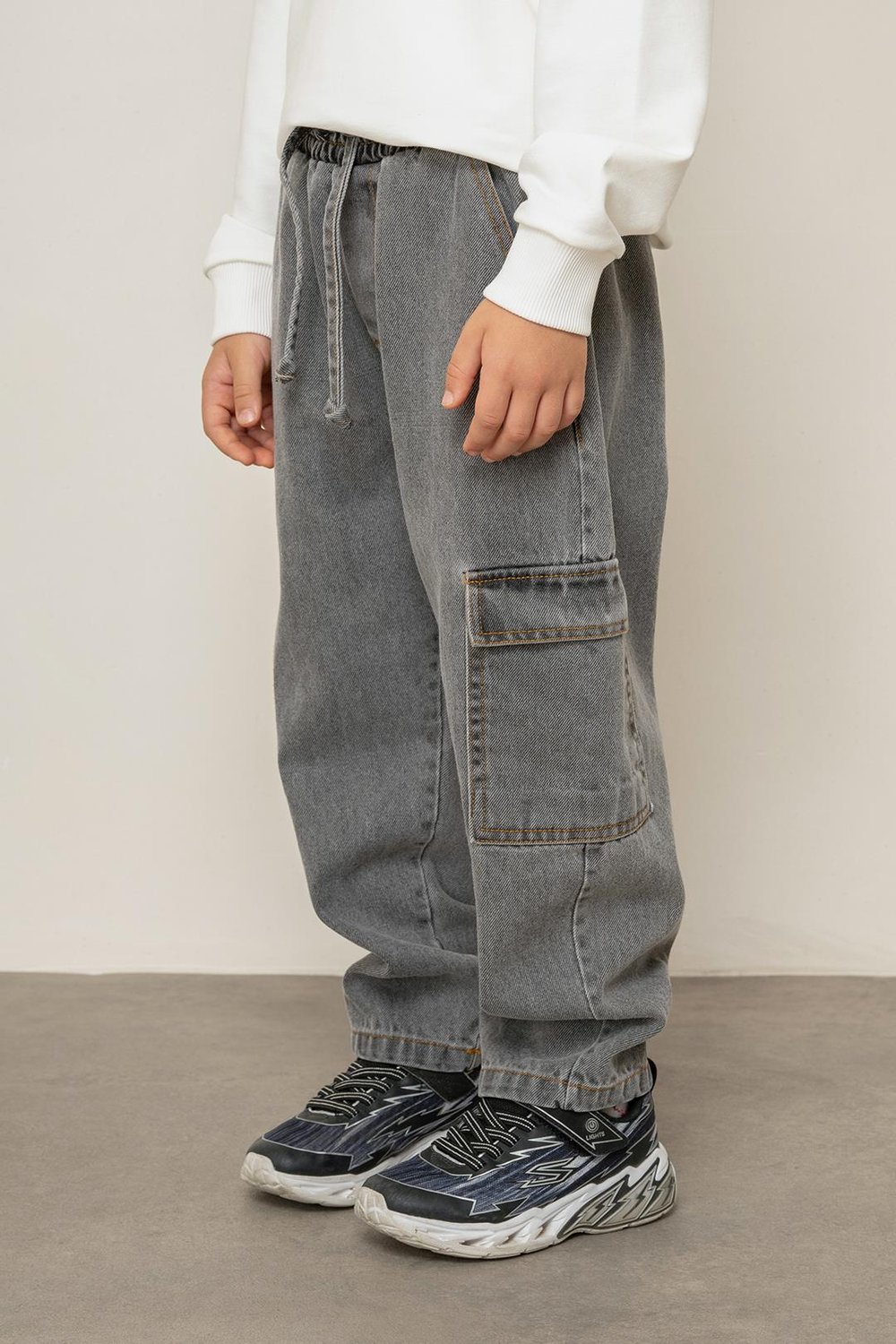 325215Erkek Çocuk Beli Lastikli Denim Pantolon 9-14 Yaş -325215