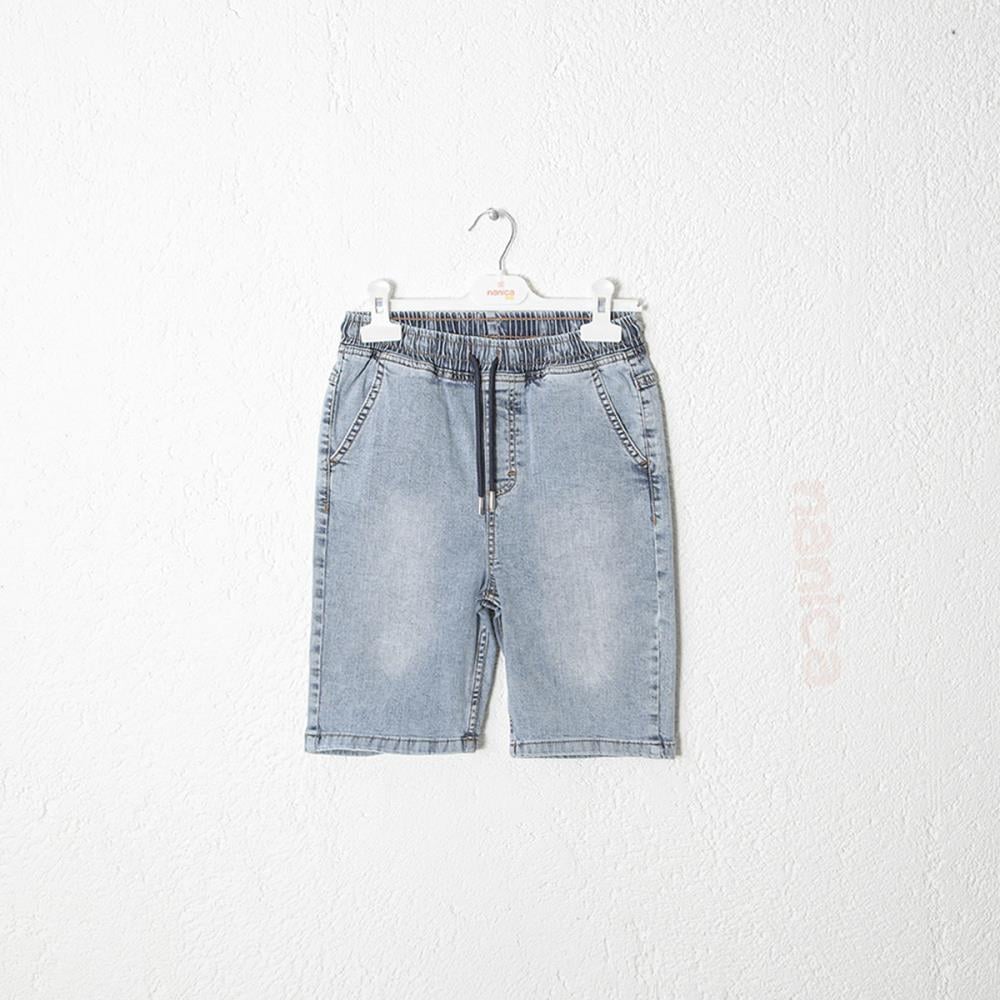 124232Erkek Çocuk Beli Lastikli Denim Şort 1-5 Yaş