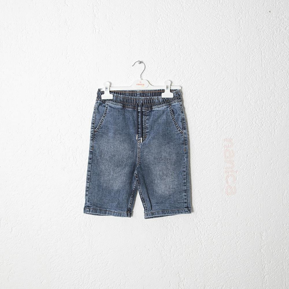 124232Erkek Çocuk Beli Lastikli Denim Şort 1-5 Yaş