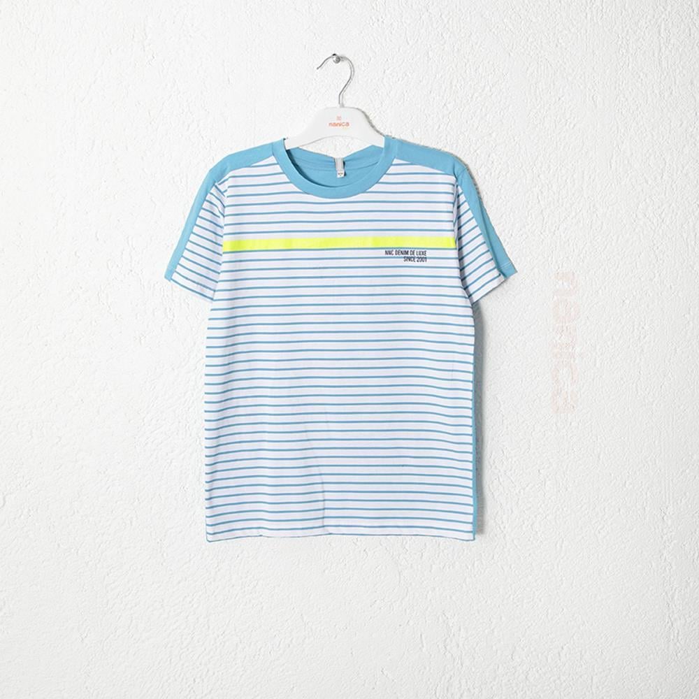 124324Erkek Çocuk Çizgili Baskı T-Shirt 1-5 Yaş