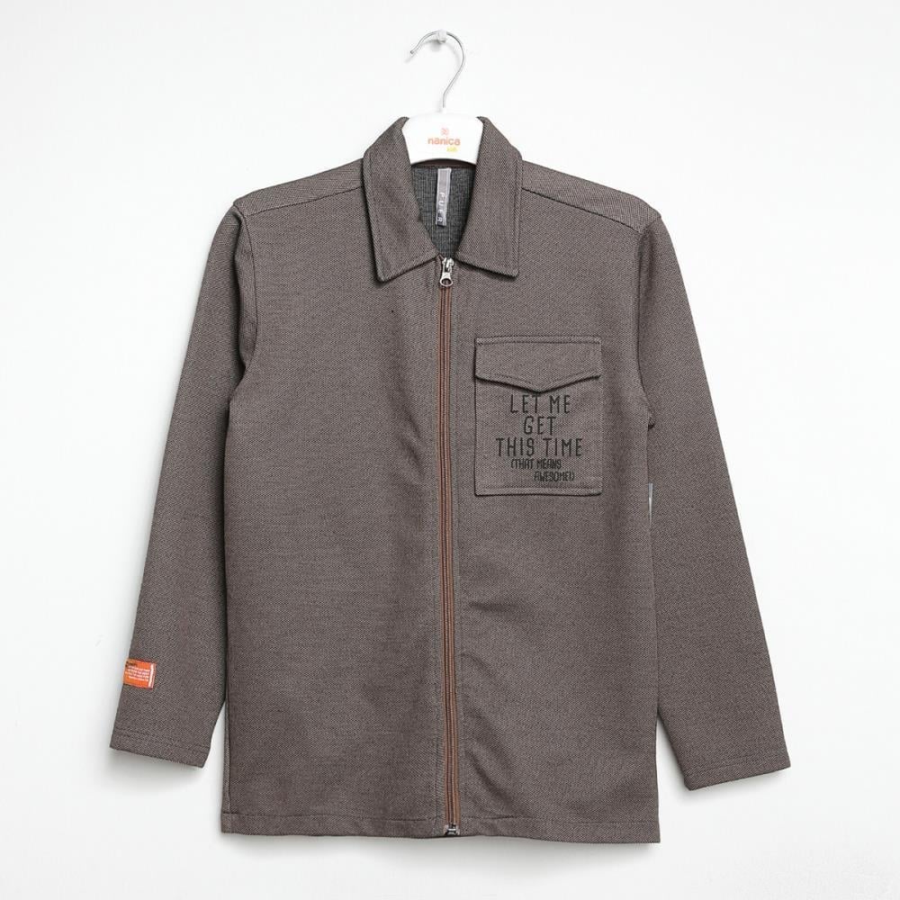 322312Erkek Çocuk Fermuarlı Cotton Sweatshirt 6-16 Yaş