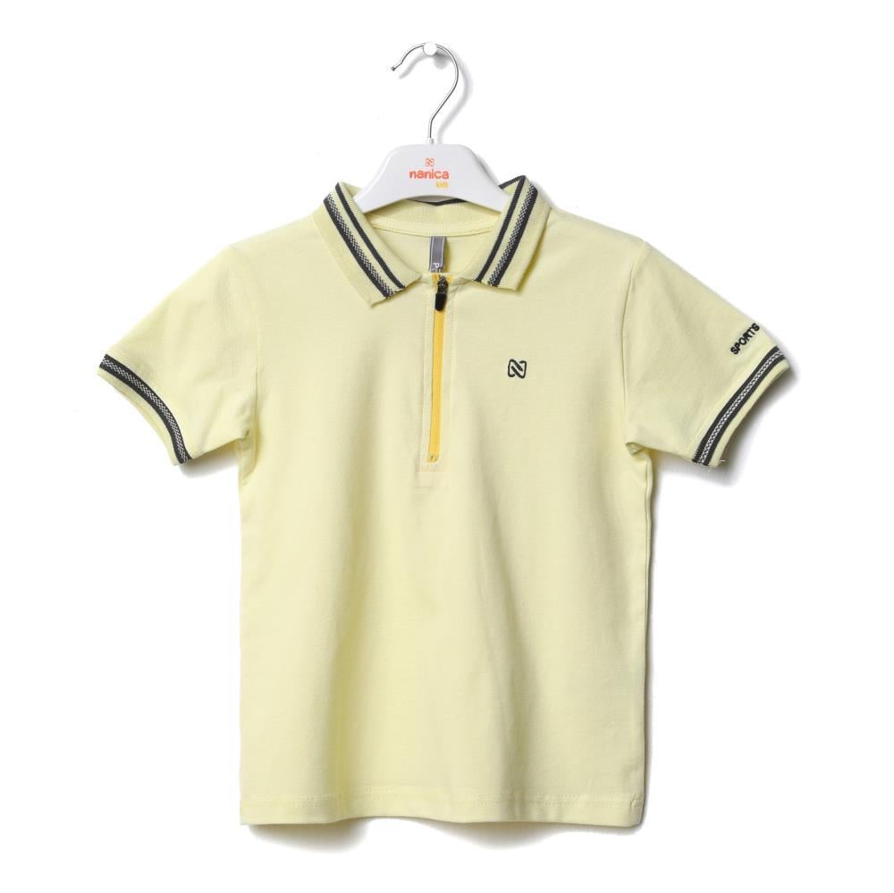 123304Erkek Çocuk Garnili Polo Yaka T-Shirt 1-5 Yaş