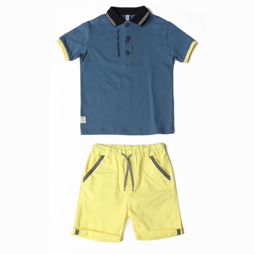 122613Erkek Çocuk Polo Yaka T-Shirt Şort 2'Li Takım 4-8 Yaş