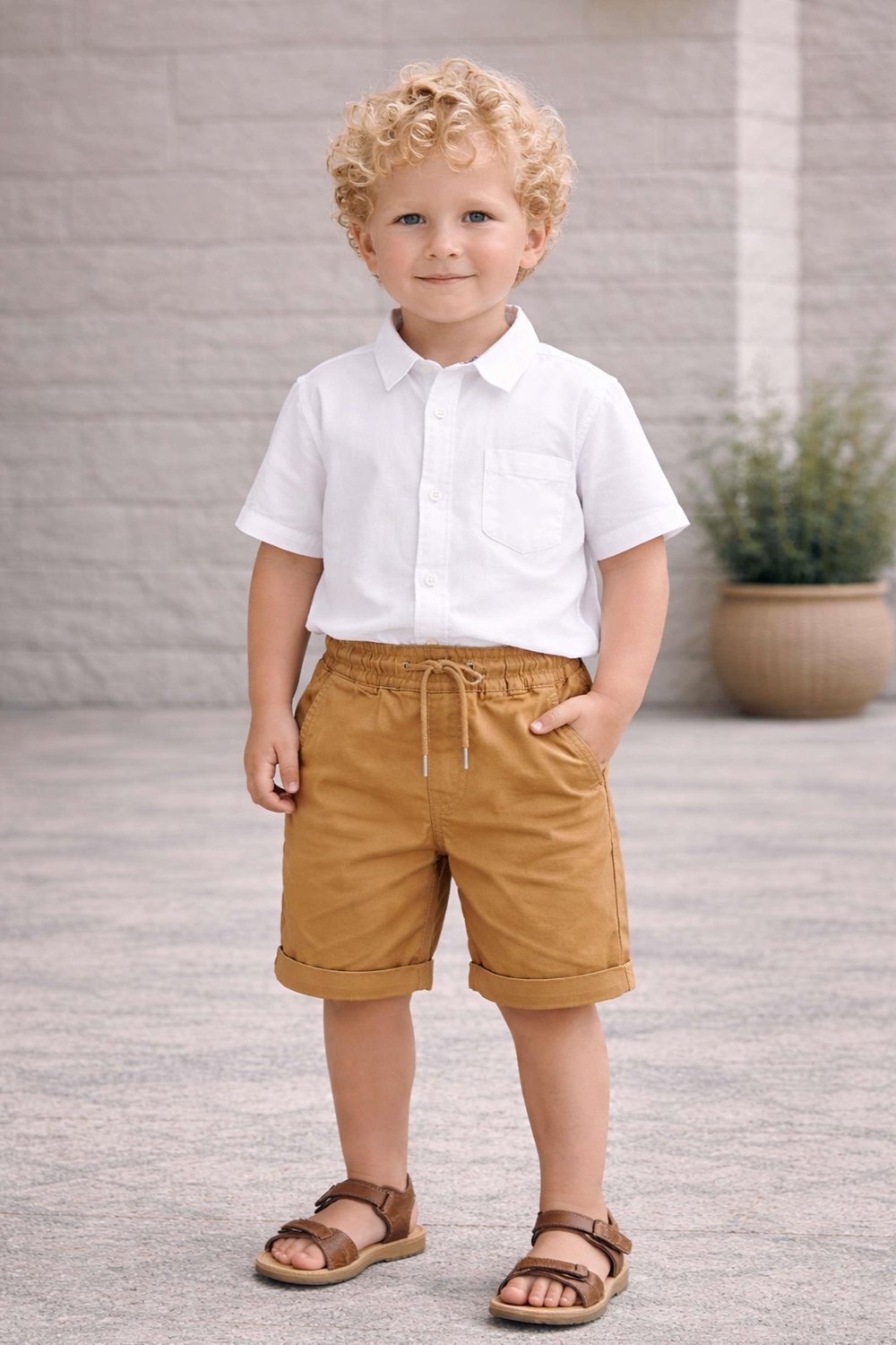 Boys Elastic Waist Gabardine Shorts Ages 1–5 – 123214