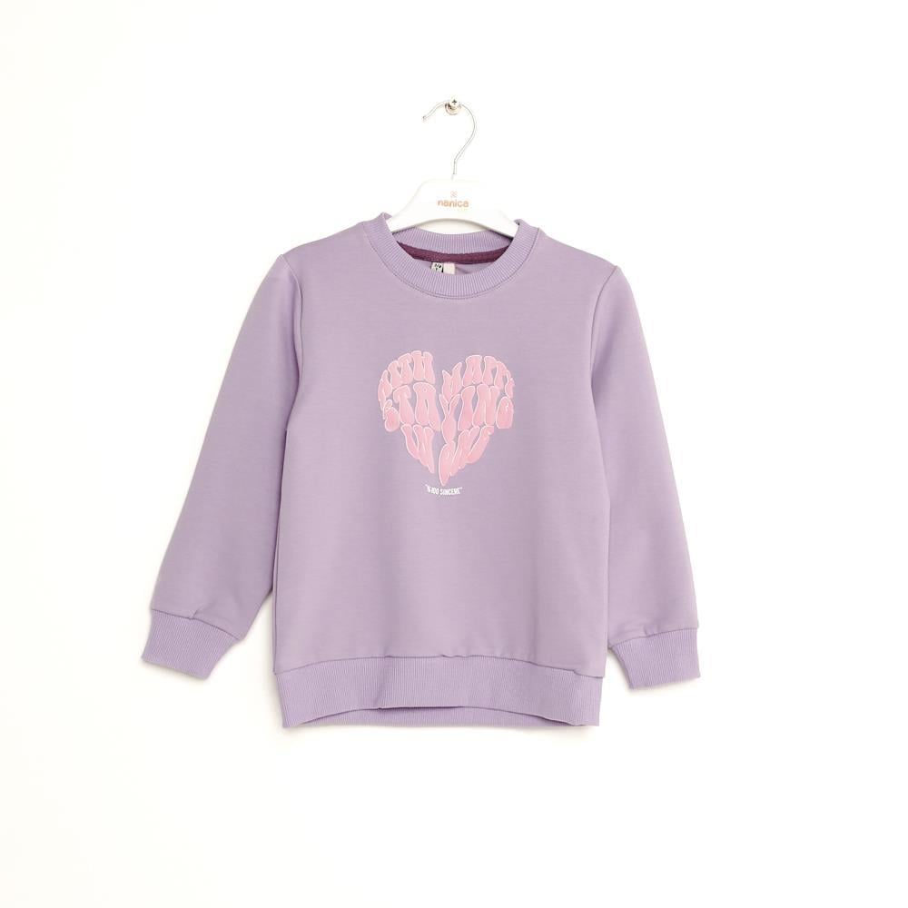 423301Kız Çocuk Baskılı Cotton Sweatshirt 1-5 Yaş