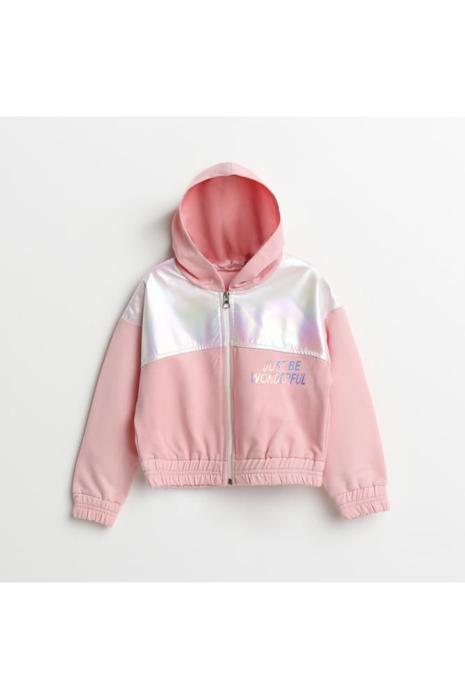 421324Kız Çocuk Kapşonlu Fermuarlı Sweatshirt 1-5 Yaş