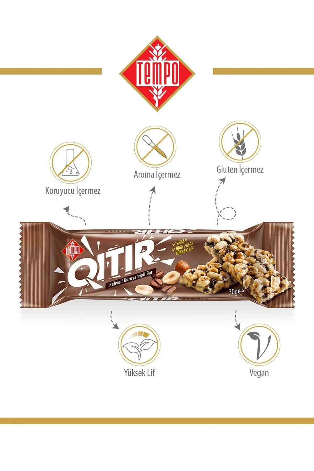 Kahveli Kuruyemişli Bar 30 g X 12 Adet