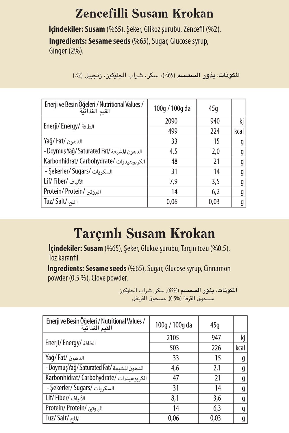 Karma 45 g Susam Krokan Kutu x 12 Adet (6 Çeşit)