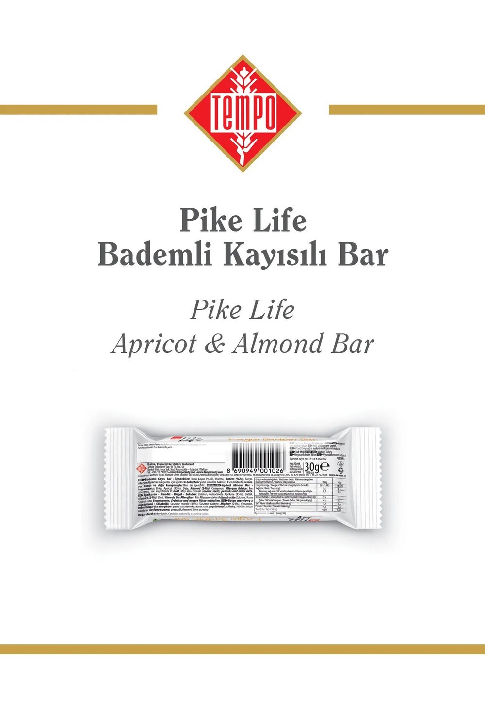 Kayısılı Bademli Bar 30 g x 12 Adet
