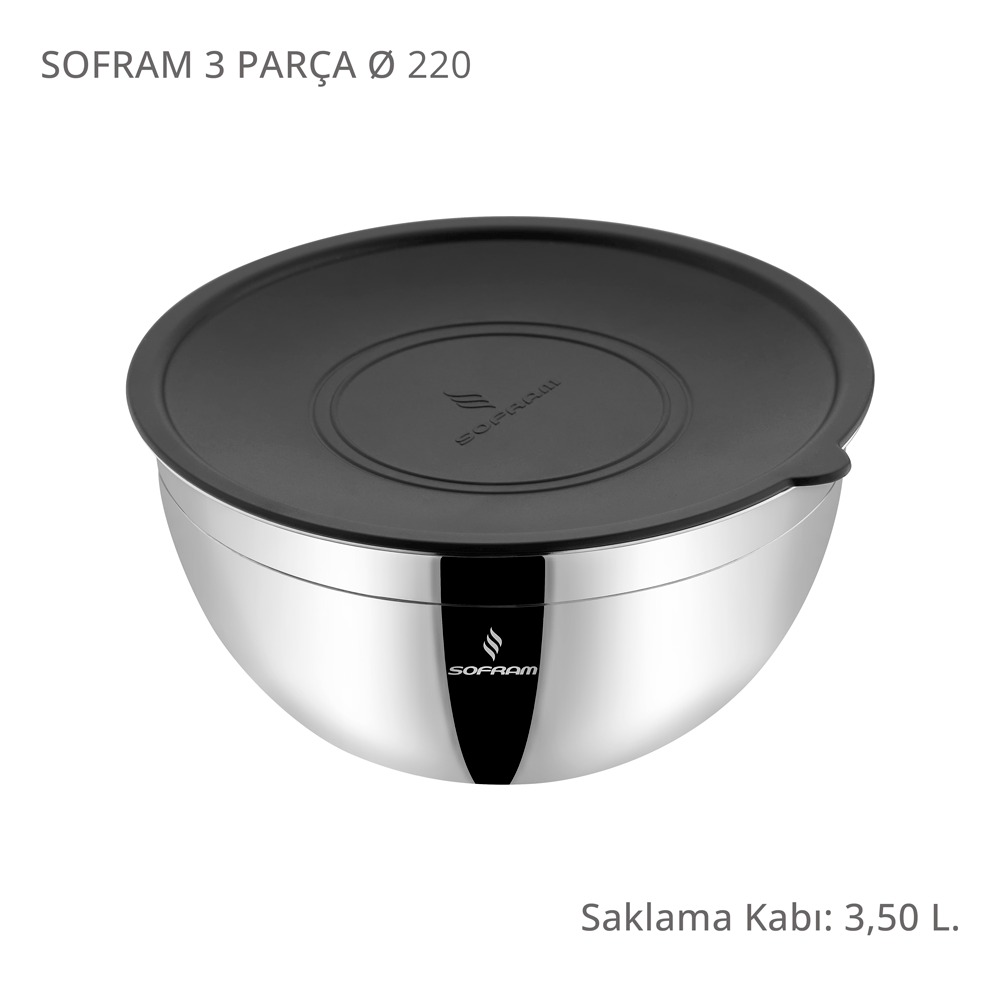 Sofram 22 cm 3 Parça Karıştırma ve Saklama Kabı - 3,50 Litre