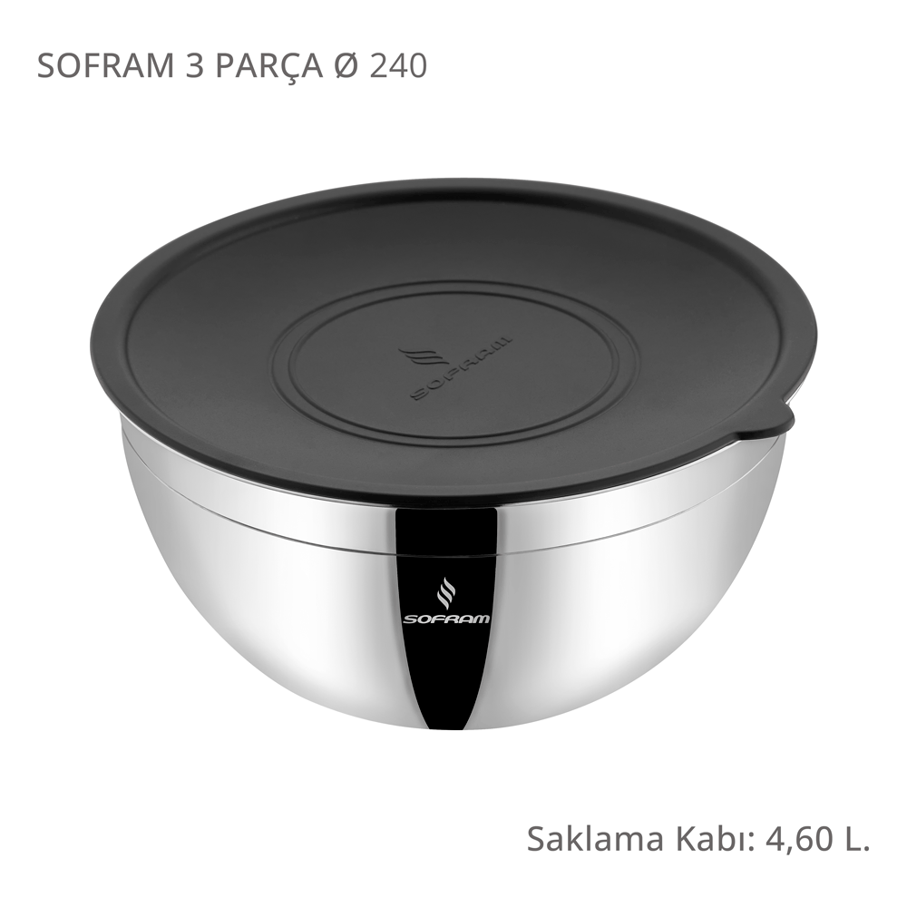Sofram 24 cm 3 Parça Karıştırma ve Saklama Kabı - 4,60 Litre