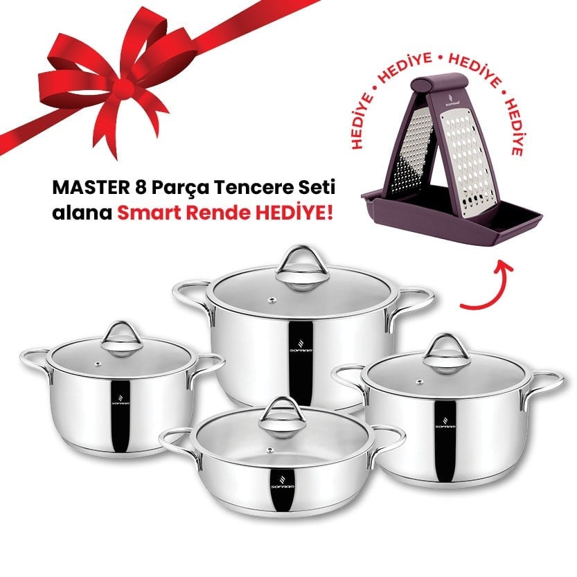Sofram Master 8 Parça Tencere Seti + Smart Rende (Mor)