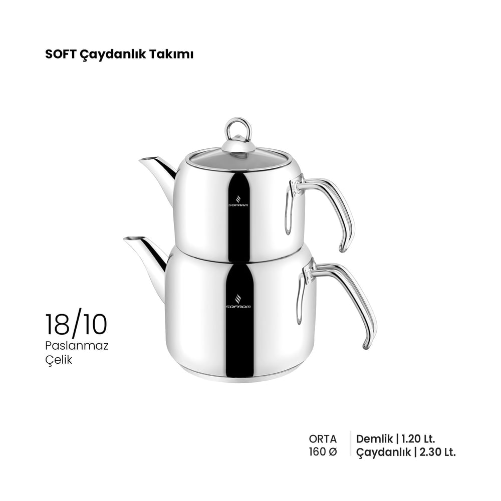 Sofram Soft 16 cm Orta Boy Çaydanlık Takımı