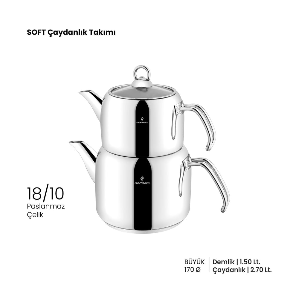 Sofram Soft 17 cm Büyük Boy Çaydanlık Takımı