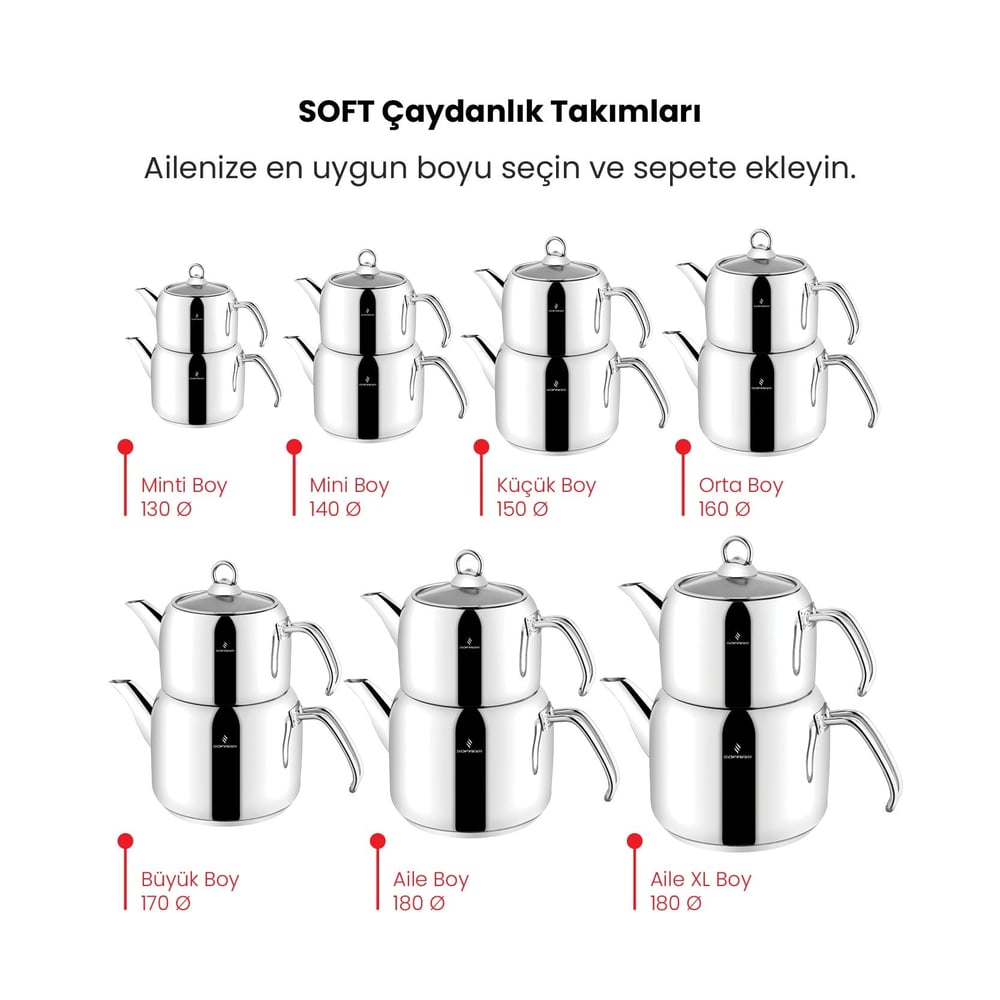 Sofram Soft 18 cm Aile Boy Çaydanlık Takımı