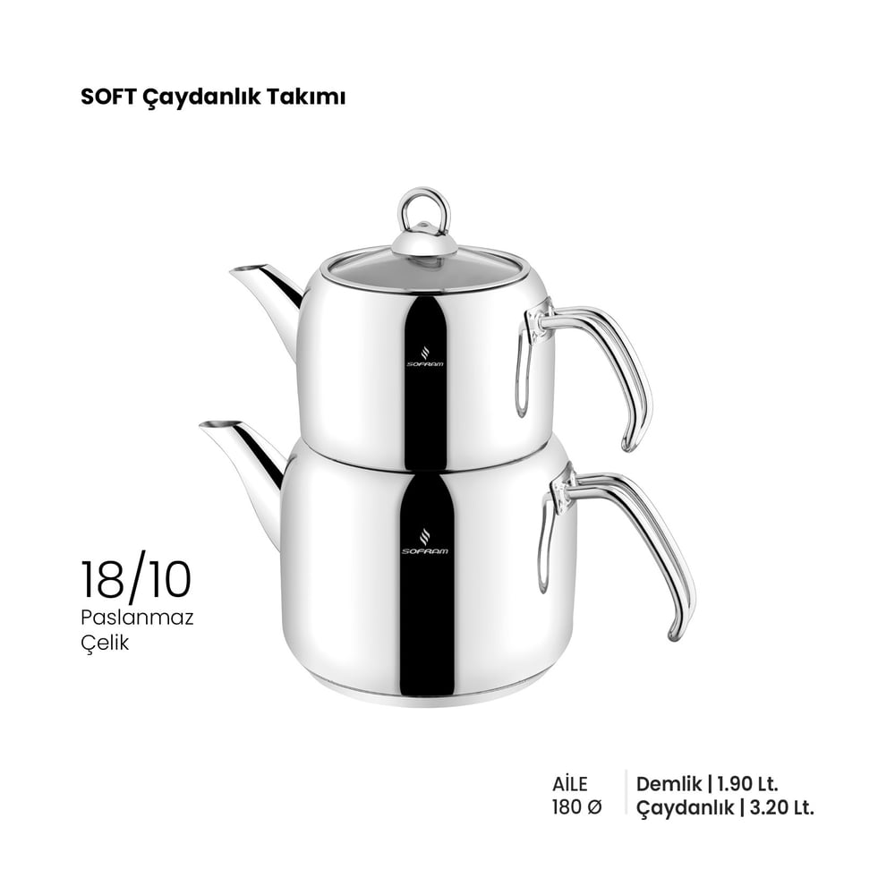 Sofram Soft 18 cm Aile Boy Çaydanlık Takımı