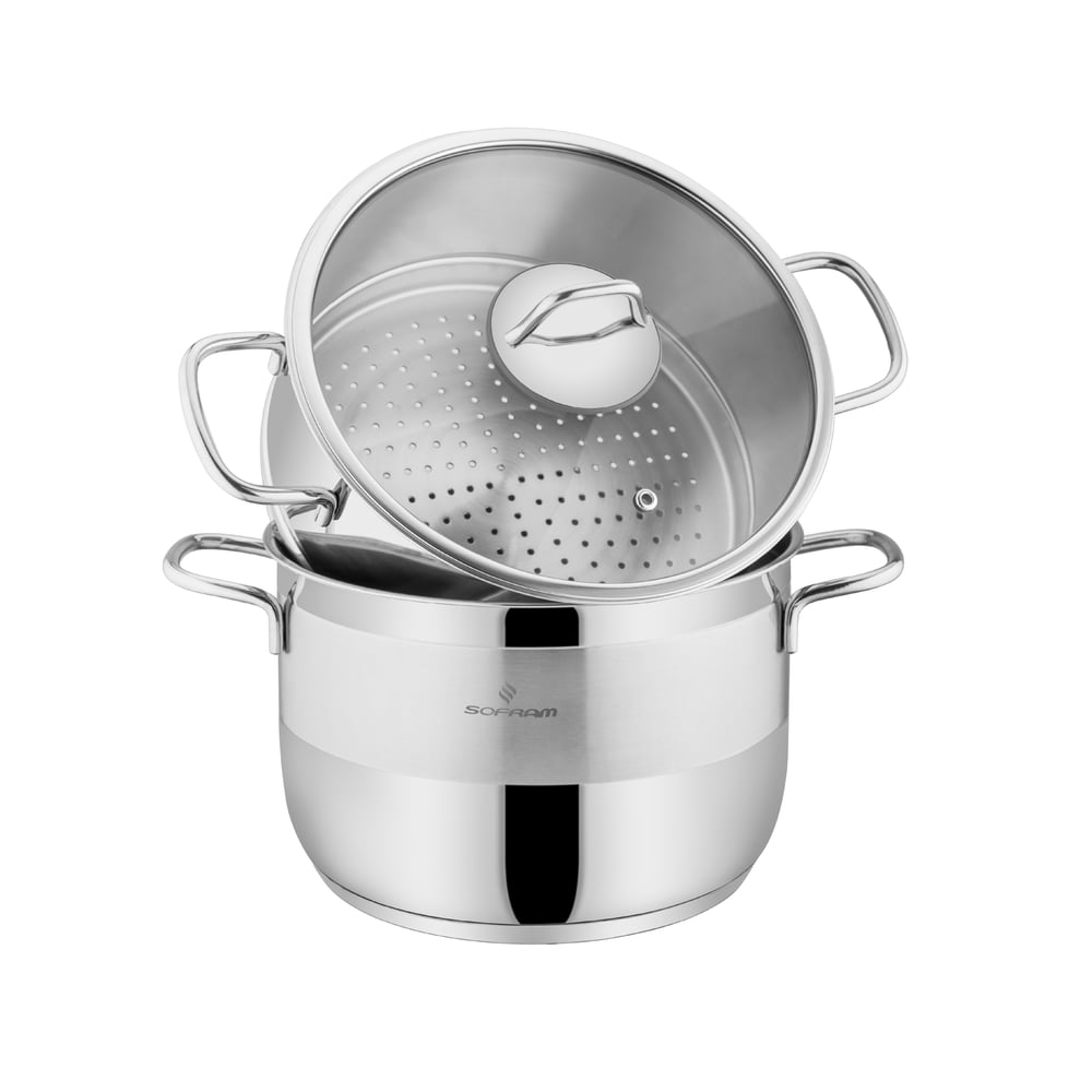 Sofram Soft 22 cm 3 Parça Buharda Pişirme Tencere Seti - 5 Litre