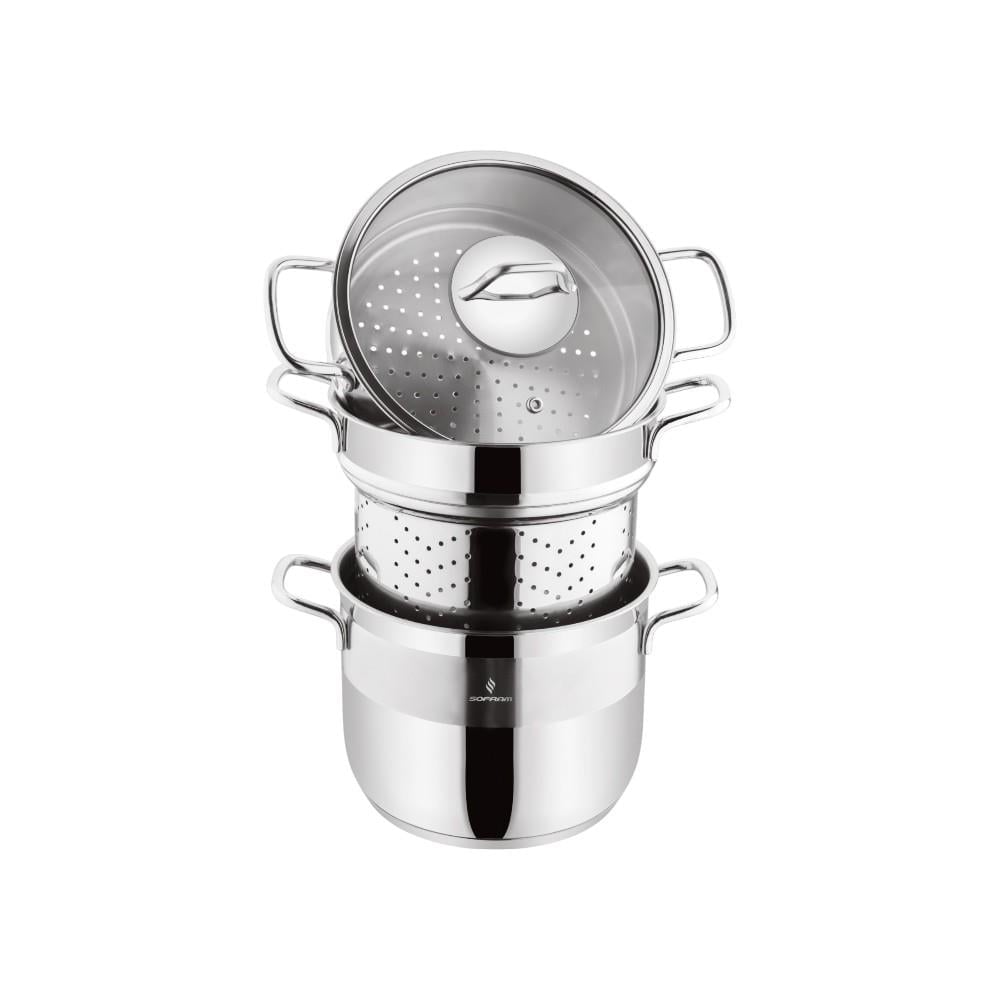 Sofram Soft 20 cm 4 Parça Spagetti ve Buharda Tencere Seti - 4,50 Litre