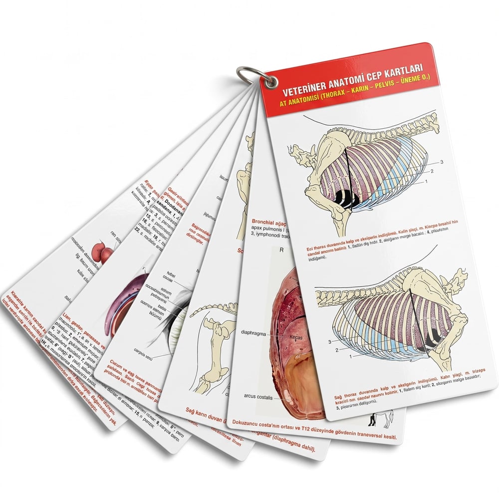 Veteriner Anatomi Cep Kartları At Anatomisi (Thorax - Karın - Pelvis - Üreme O.)