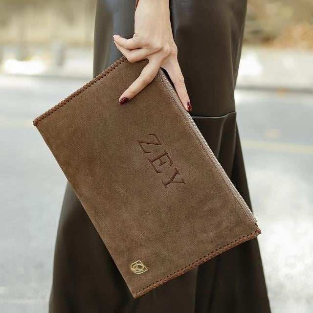 Suede Clutch Bag