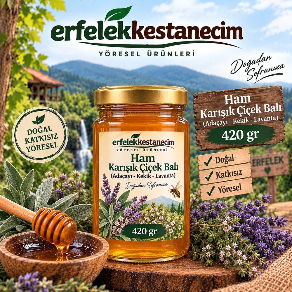 Ham Karışık (Adaçayı, Kekik, Lavanta) Çiçek Balı 420 gr