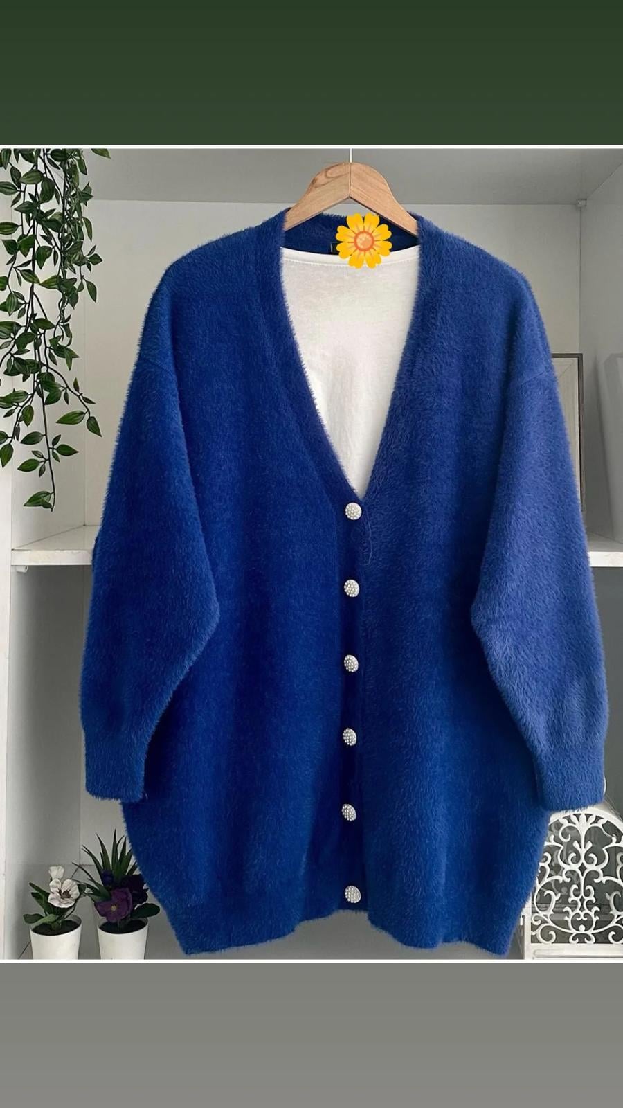 Angora Hırka Saks Mavisi