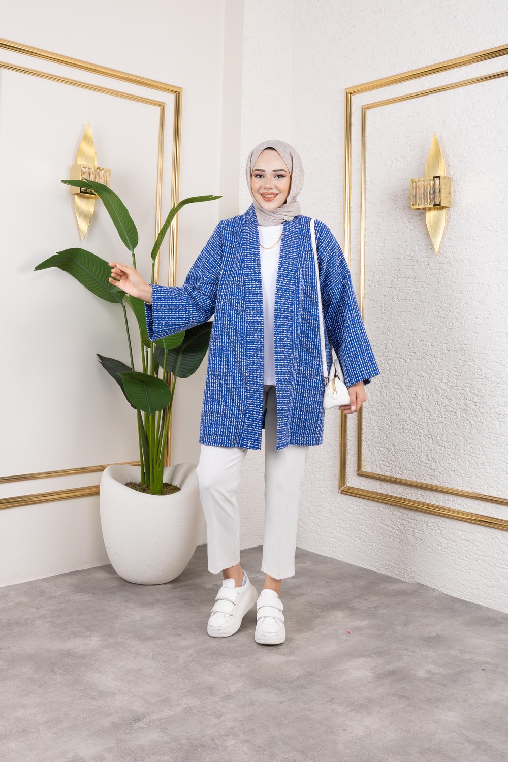 Mavi Kırçıllı Kimono