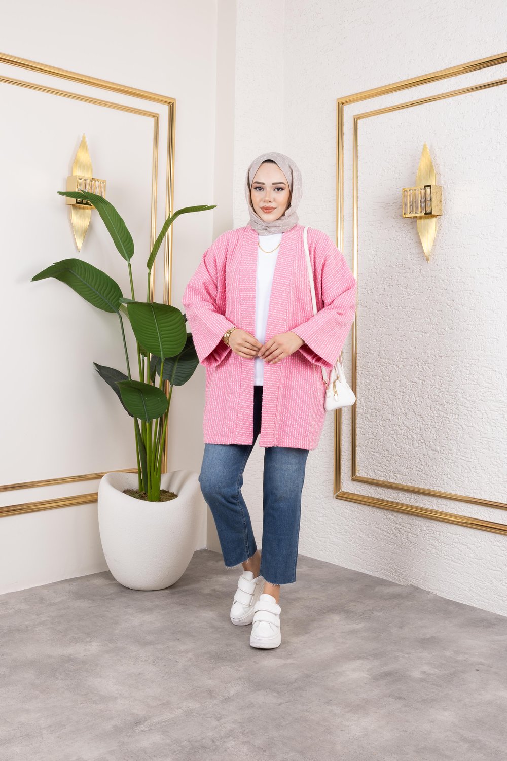 Pembe Kırçıllı Kimono