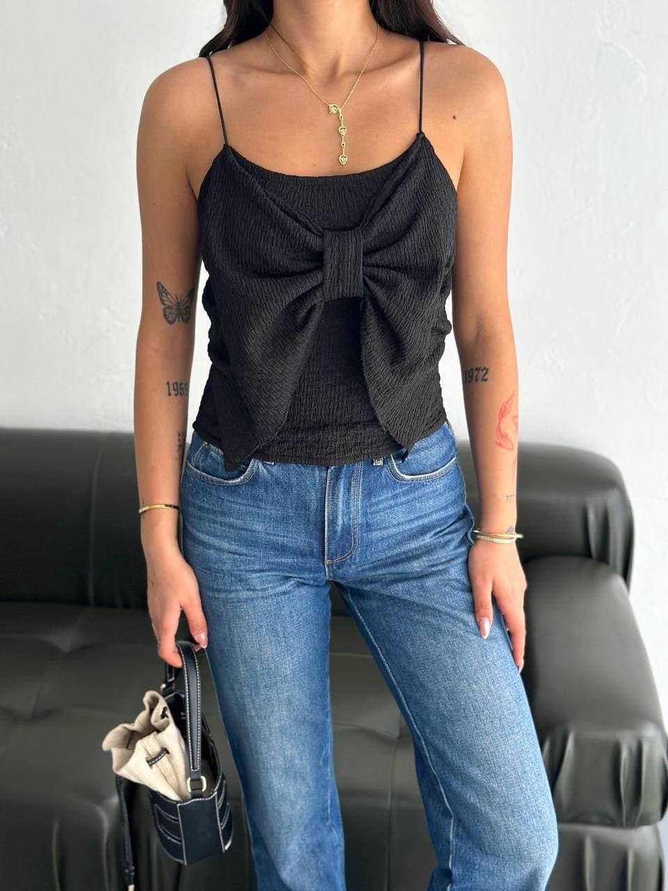 Fiyonklu İp Askılı Crop