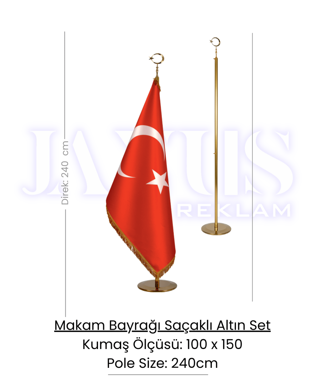 Makam Bayrağı Saçaklı Altın Set