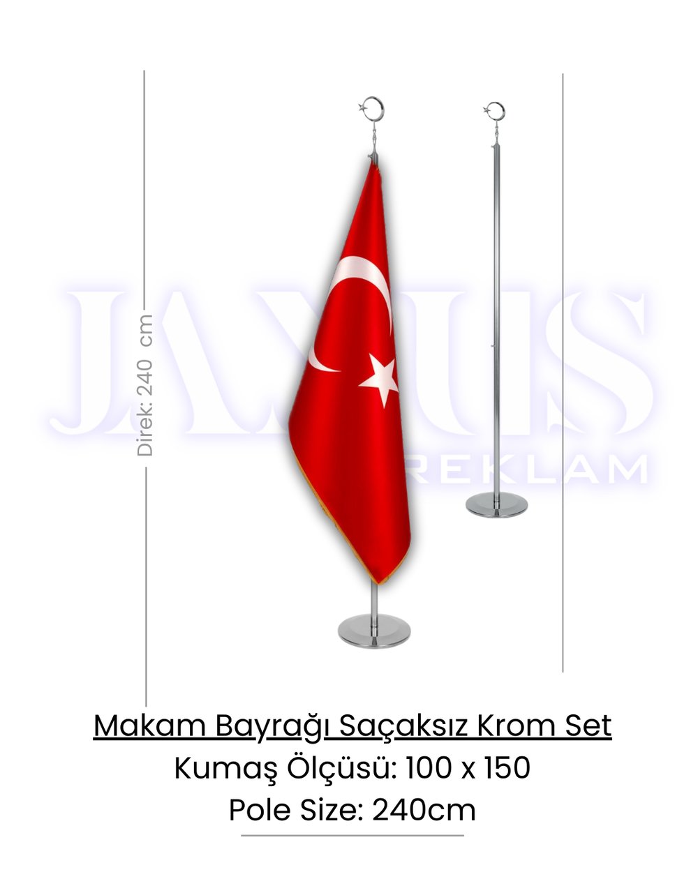 Makam Bayrağı Saçaksız Krom Set
