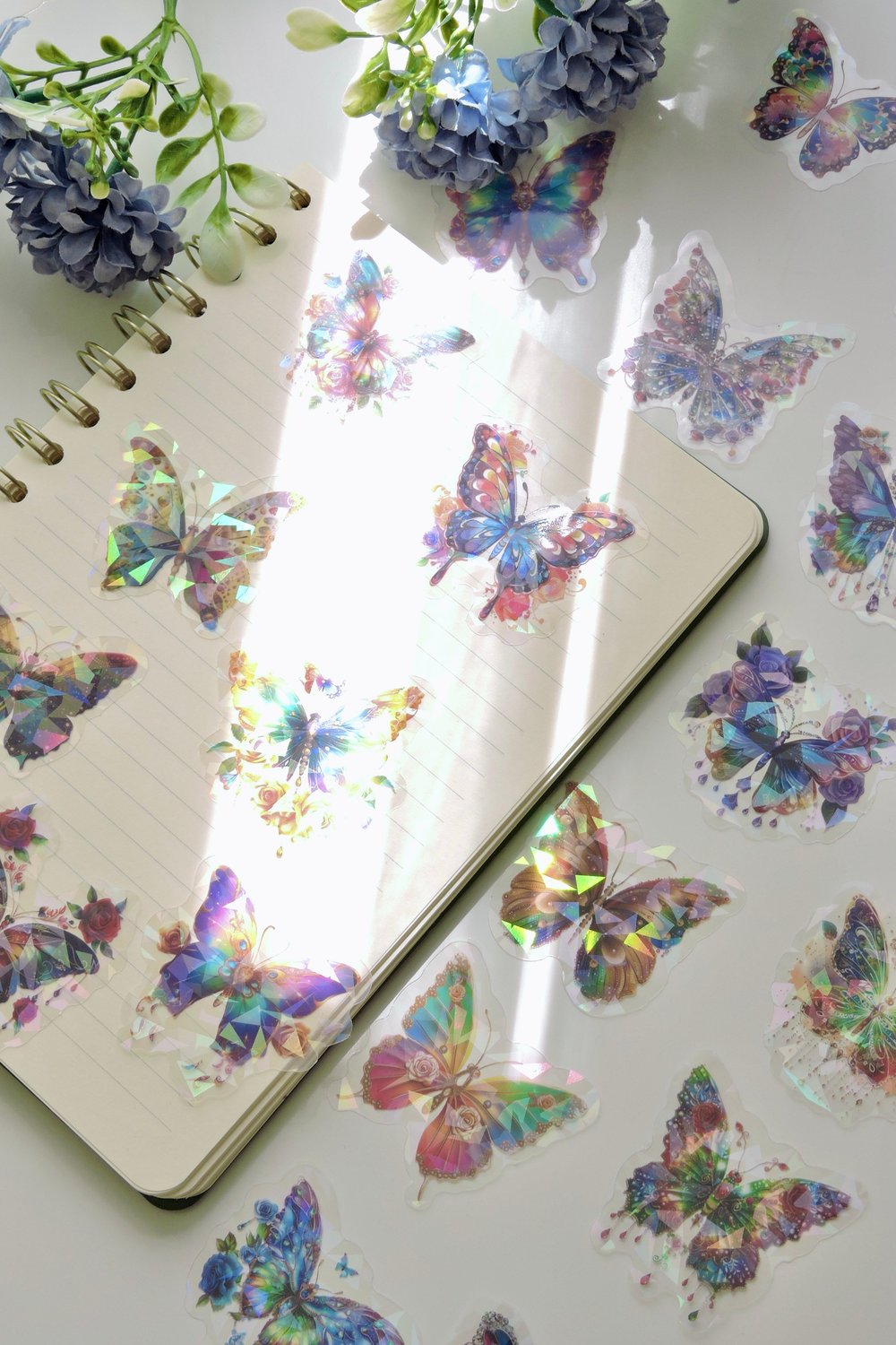 Flourishing Butterfly Wings 20'li Mavi Mor Temalı Sticker 