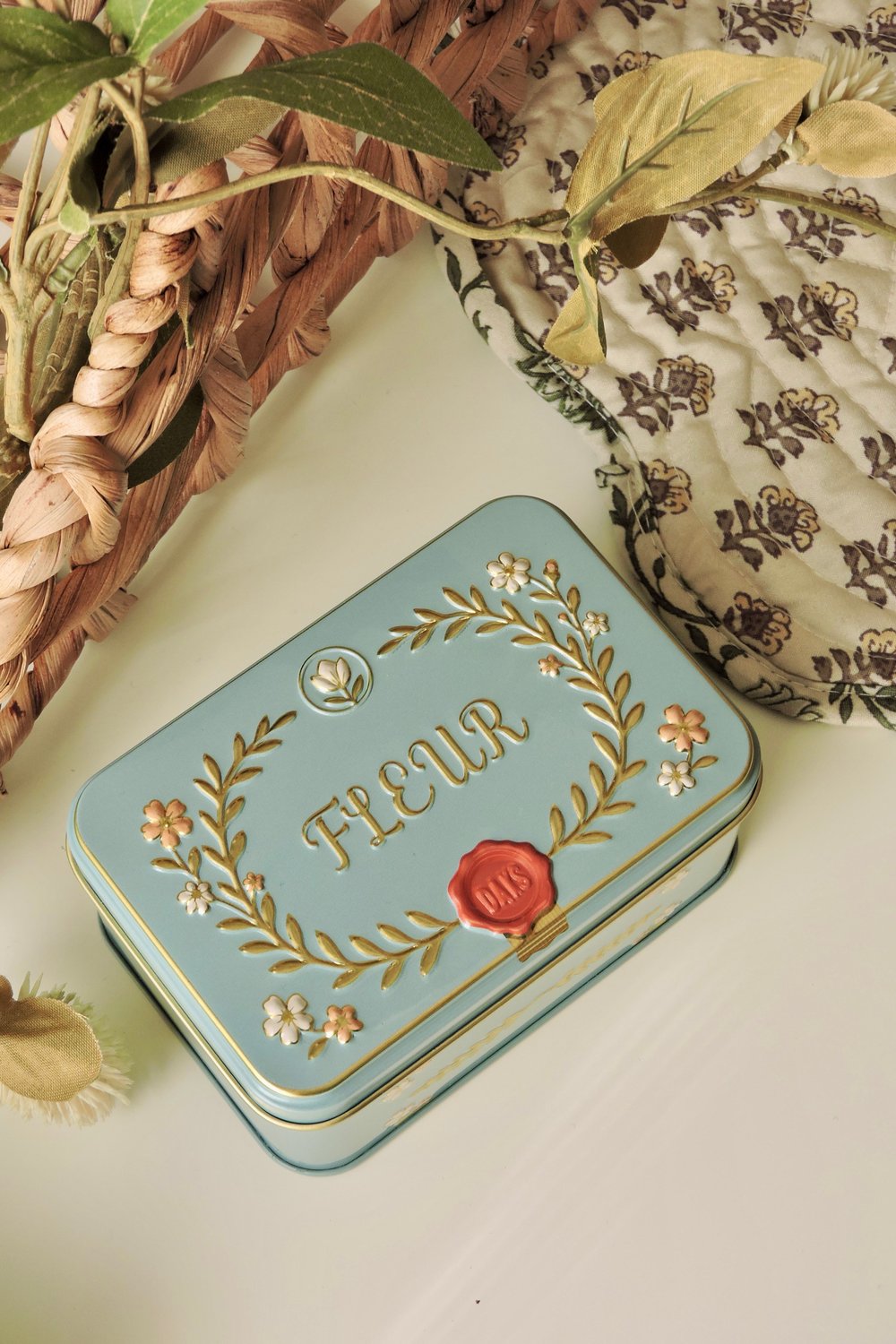 Nova Crafts Felur Mavi Vintage Metal Organizer Kutusu