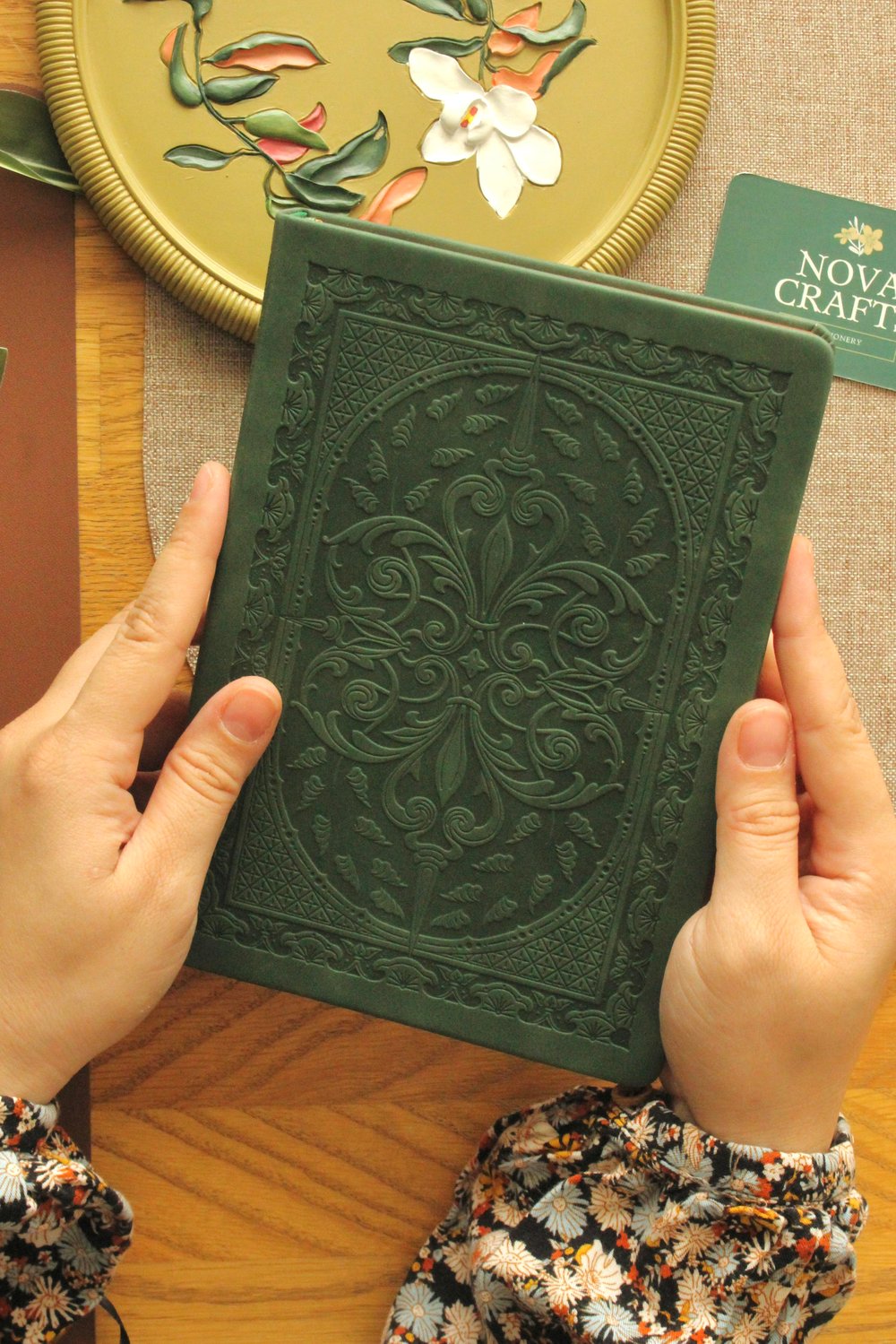 Nova Crafts Forest Green Kabartmalı Kitap Gibi Çizgili Defter