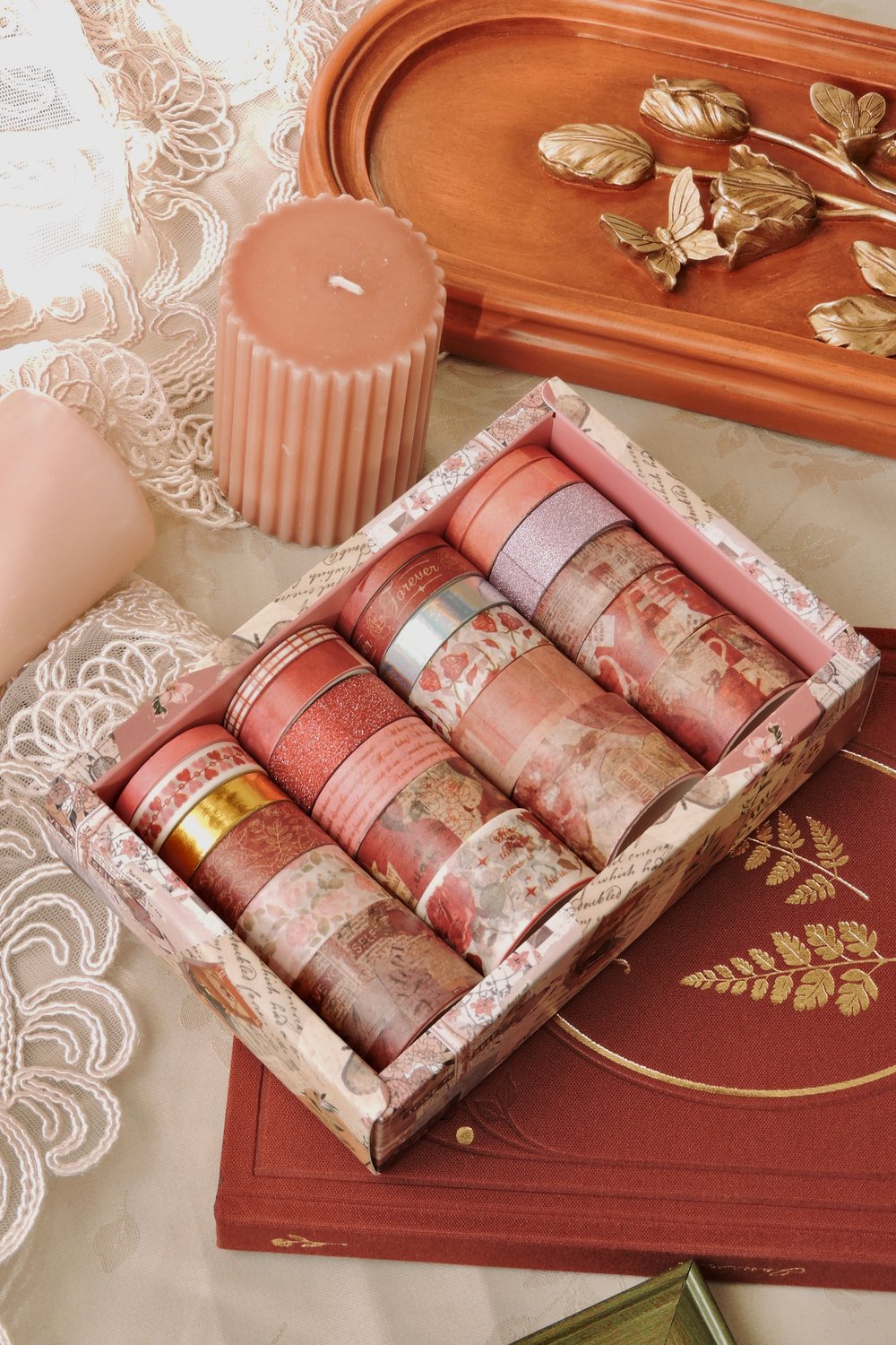 Nova Crafts Kırmızı Romantic Eternal Series 24 lü Washitape Seti ( Bullet Journal için uygundur.)