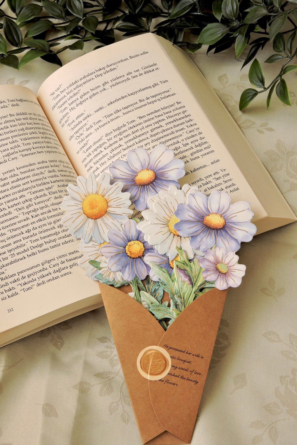 Nova Crafts Papatya Deasy Çiçekli Dekoratif Kağıt - Kitap Ayracı 10 adet