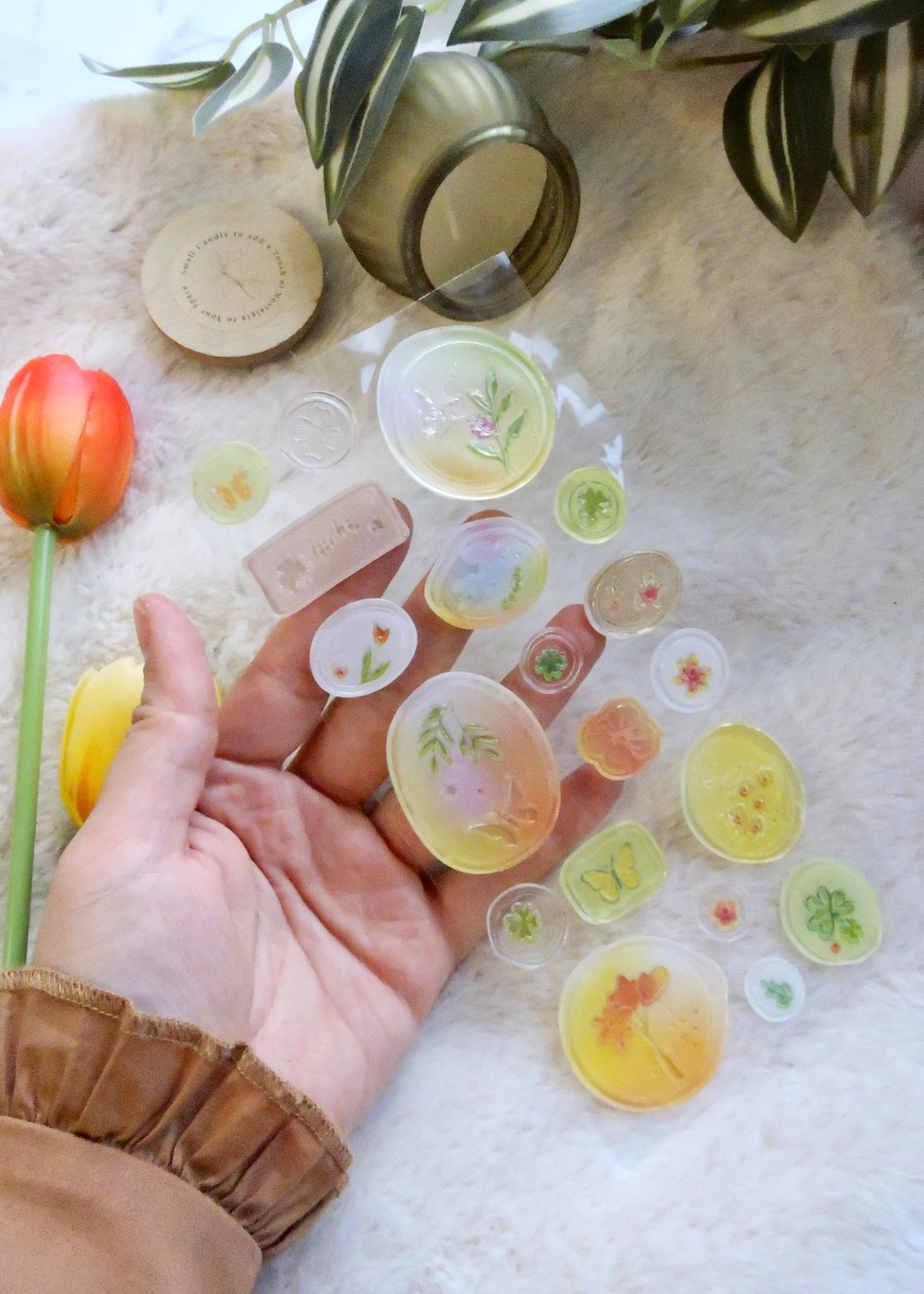 Nova Crafts Sarı Yeşil Tonlarında Mühür Stıcker 1 Sayfa (Karışık Gönderilir)
