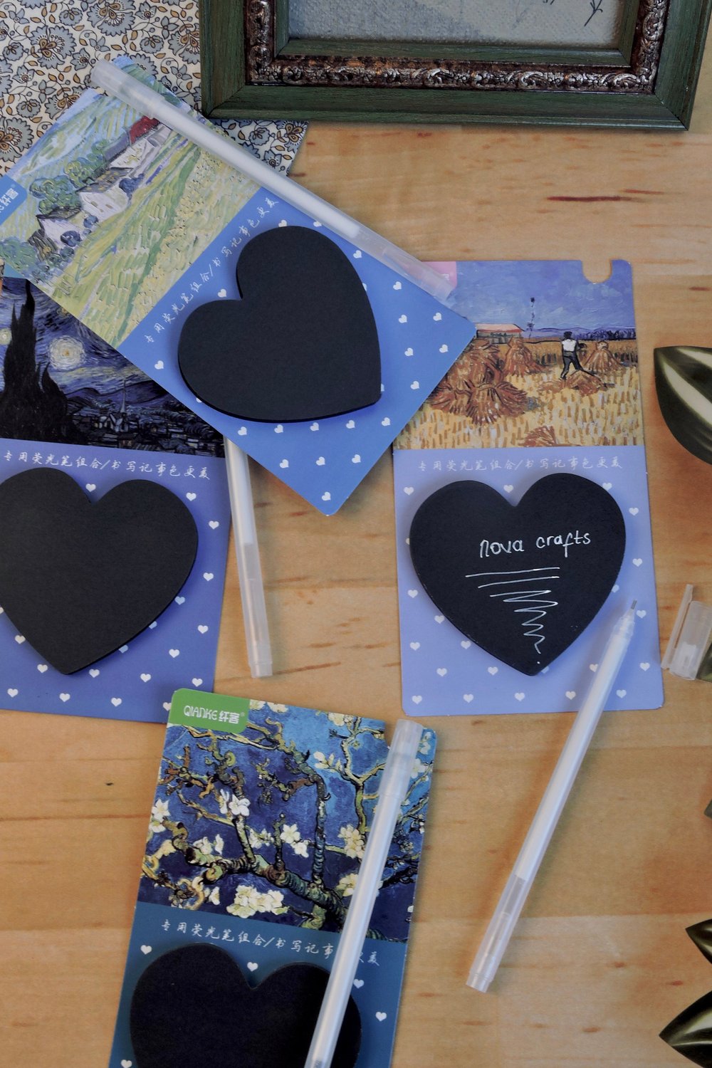Nova Crafts Siyah Kalp Bloknot ve Beyaz Kalem Seti