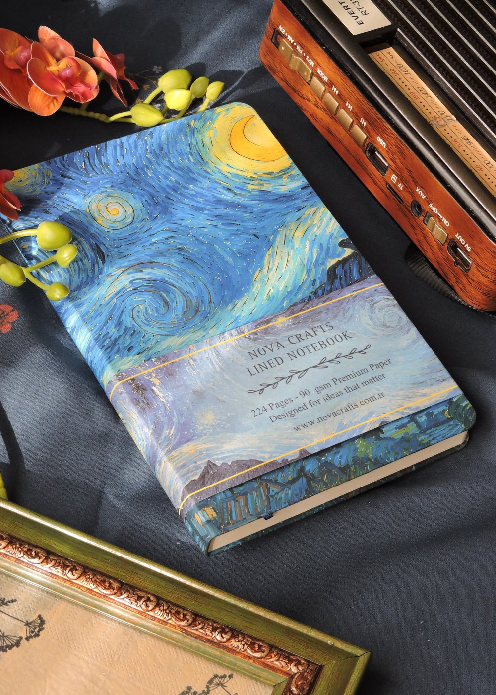 Nova Crafts Van Gogh Koleksiyonu Çizgili Defter Yıldızlı Gece A5  Yaldızlı ve Çizilmez Kapak