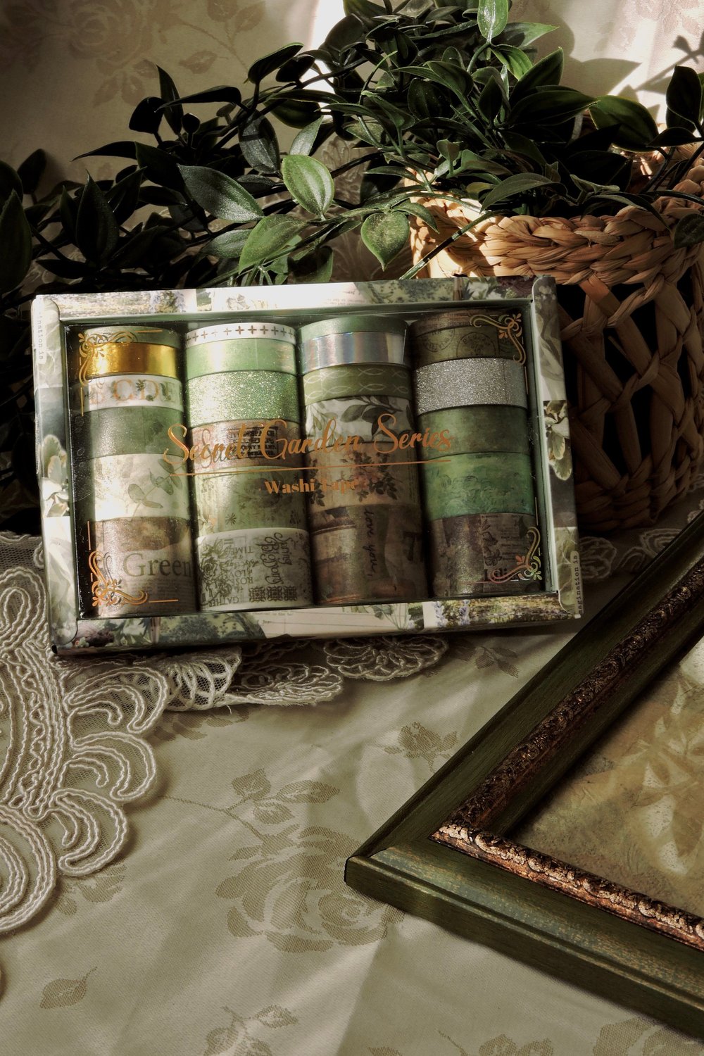 Nova Crafts Yeşil Secret Garden Series Tablolar 24 lü Washitape Seti ( Bullet Journal için uygundur.)
