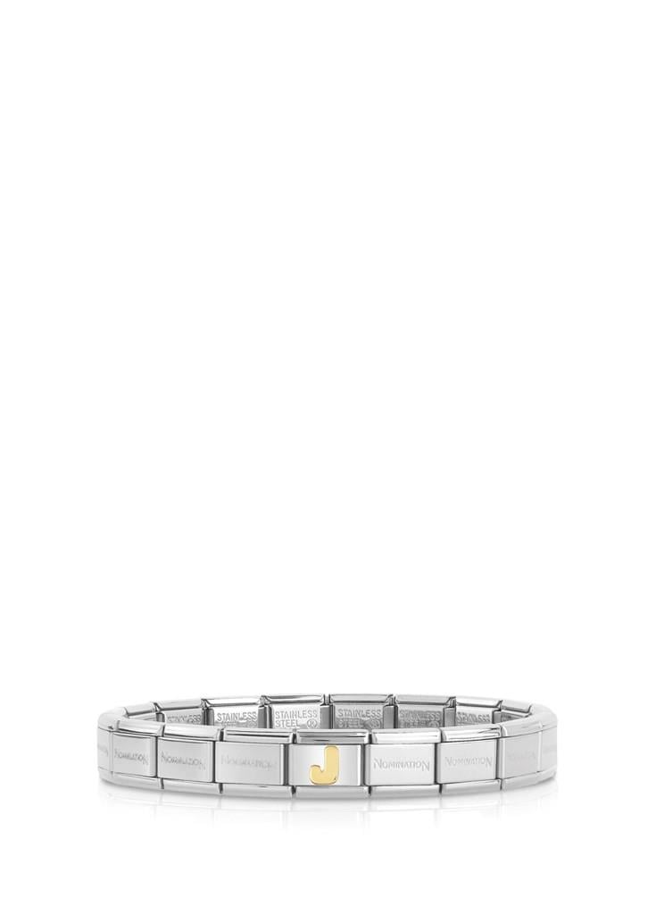 NOMİNATİON ITALY COMPOSABLE KLASİK PASLANMAZ ÇELİK BİLEKLİK GÜMÜŞ RENGİ VE 18K ALTIN J HARFİ UNİSEX ÇELİK BİLEKLİK